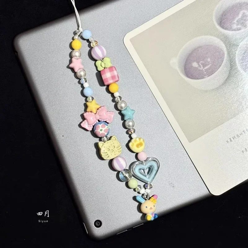 Phone Accessories Chain - Karikatür Usahana Renkli Boncuklu Telefon Süsü